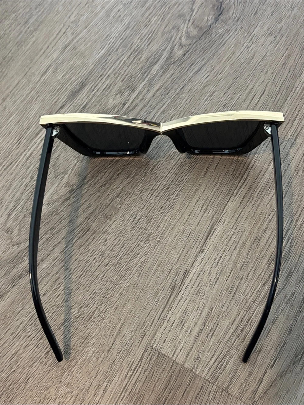 Free People oversized Black Cat Eye Sunglasses with Gold Trim